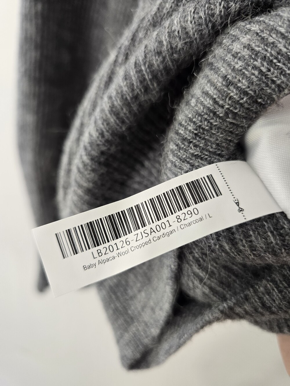 Quince Baby Alpaca Wool Cropped Crop Ribbed Rib Cardigan Sweater Gray Grey Sz L - Picture 11 of 11